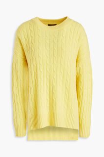 Кашемировый свитер косой вязки N.Peal, желтый