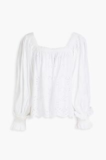 Блузка из английской хлопковой вышивки со сборками BYTIMO, белый