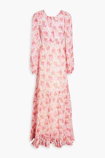 Платье макси из крепа с вырезом и цветочным принтом BYTIMO, розовый
