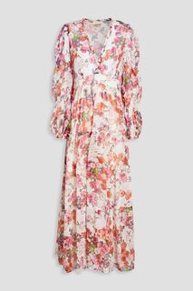Платье макси из крепона со сборками и цветочным принтом BYTIMO, белый