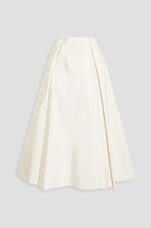 Плиссированная юбка макси из шелкового фай CAROLINA HERRERA, белый