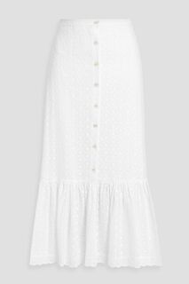 Юбка миди из хлопка Raya со сборками из английской вышивки CAROLINE CONSTAS, белый