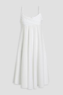 Платье из хлопкового поплина со сборками и запахом CAROLINE CONSTAS, белый