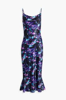Атласное платье-комбинация миди с принтом Lia OLIVIA RUBIN, фиолетовый
