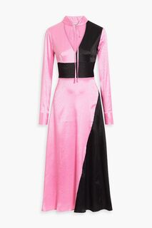 Двухцветное платье миди Penny из атласного жаккарда OLIVIA RUBIN, розовый