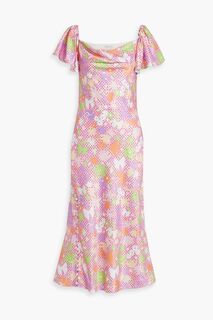 Атласное платье миди с принтом OLIVIA RUBIN, розовый