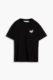 Футболка из хлопкового джерси с принтом Off-White, черный