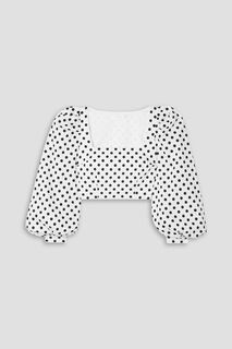 Укороченная блузка Elliot из хлопкового поплина в горошек CAROLINE CONSTAS, черный