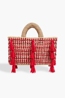 Соломенная сумка-тоут Fontana с кисточками Catarina Mina, красный
