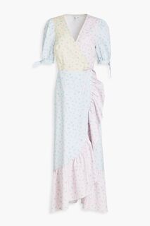 Твиловое платье миди с запахом Asta в стиле колор-блок OLIVIA RUBIN, розовый