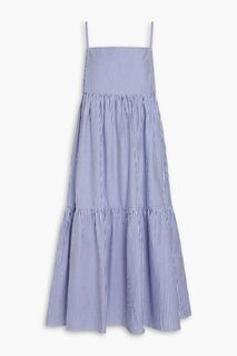 Платье миди из хлопкового поплина со сборками в полоску CHINTI &amp; PARKER, синий