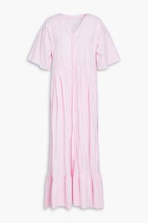Платье миди из хлопкового поплина в полоску со складками CHINTI &amp; PARKER, розовый