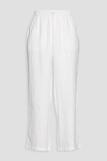Укороченные льняные брюки прямого кроя ONIA, белый