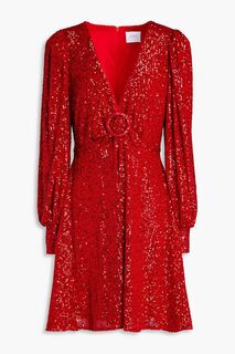 Платье мини из тюля со сборками и пайетками ONE33 SOCIAL, красный