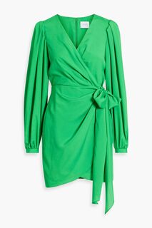 Платье мини из крепдешина со сборками и запахом ONE33 SOCIAL, зеленый