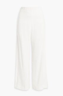 Широкие брюки из смесового льна с присборенными краями ONIA, белый