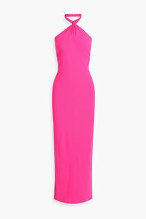 Платье макси из перекрученного эластичного крепа с вырезом халтер ONE33 SOCIAL, розовый