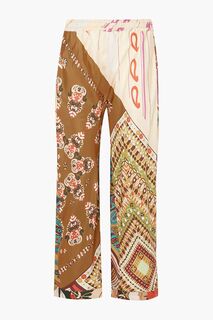 Широкие брюки из шелкового твила с принтом в стиле пэчворк CHLOÉ, разноцветный Chloe