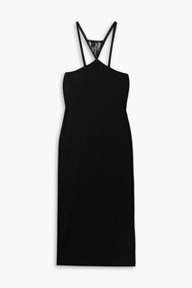 Платье миди в рубчик из джерси с кружевными вставками CHRISTOPHER KANE, черный