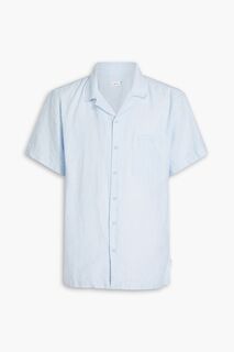 Полосатая рубашка из смесового льна ONIA, синий