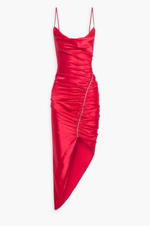 Платье мини Emilia из шелкового атласа со сборками CINQ À SEPT, красный