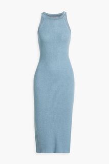 Платье миди в рубчик, связанное крючком Cotton By Autumn Cashmere, синий