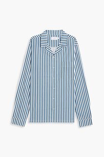 Пижамная рубашка в полоску из хлопкового поплина ONIA, синий