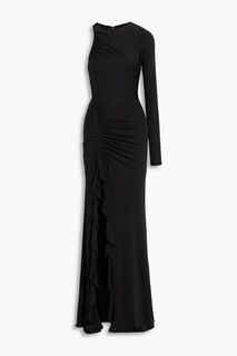 Платье макси Korine из эластичного джерси с одним рукавом и сборками CINQ À SEPT, черный