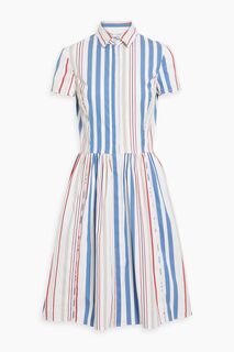 Полосатое платье-рубашка из поплина с добавлением хлопка OSCAR DE LA RENTA, синий