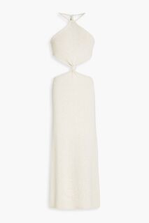 Платье миди Cameron из смесового хлопка с воротником-халтер и вырезом CULT GAIA, белый