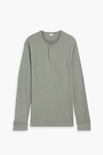 Футболка Henley из смесового хлопка вафельной вязки ONIA, зеленый