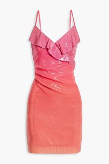 Шифоновое платье мини Gigi с оборками и пайетками DEREK LAM 10 CROSBY, коралловый