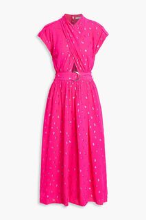Платье миди из крепдешина с вырезами и запахом цвета металлик-купе DEREK LAM 10 CROSBY, розовый