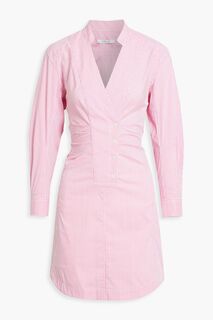 Платье-рубашка мини из хлопкового сатина в полоску со сборками Beverly DEREK LAM 10 CROSBY, розовый