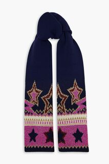 Вязаный шарф Stardust Fair Isle с эффектом металлик PACO RABANNE, пурпурный