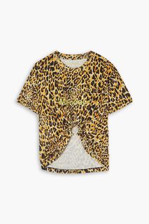 Украшенная футболка из хлопкового джерси с леопардовым принтом PACO RABANNE, животный принт
