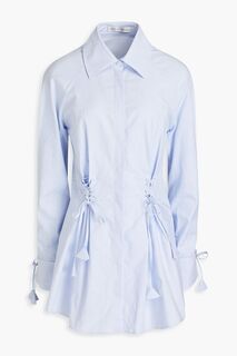 Рубашка из хлопкового поплина в полоску со шнуровкой и складками Palmer//Harding, синий