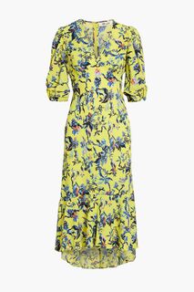Платье миди Tati из крепа с цветочным принтом DIANE VON FURSTENBERG, желтый
