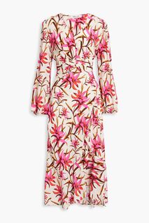 Платье миди Emmett из крепа с цветочным принтом DIANE VON FURSTENBERG, розовый