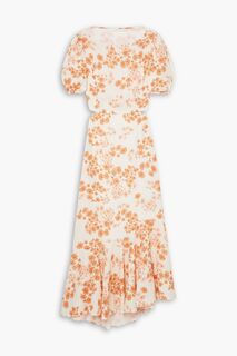 Платье миди из хлопка и смеси ECOVERO с праздничным вырезом и цветочным принтом PEONY, оранжевый