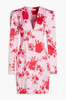 Атласное платье мини со сборками и цветочным принтом PHILOSOPHY DI LORENZO SERAFINI, розовый