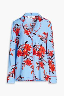 Рубашка из крепдешина Halsey с цветочным принтом DIANE VON FURSTENBERG, синий