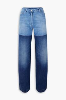 Двухцветные джинсы прямого кроя с высокой посадкой PETER DO, синий