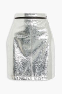 Мини-юбка из искусственной кожи с металлизированной молнией PHILOSOPHY DI LORENZO SERAFINI, серебряный
