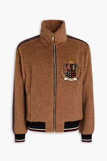 Куртка из сатиновой альпаки и смесовой шерсти с аппликацией логотипа DOLCE &amp; GABBANA, коричневый