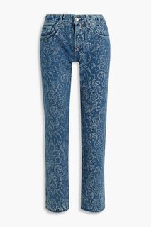 Прямые джинсы средней посадки с принтом DOLCE &amp; GABBANA, синий
