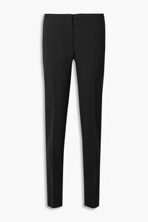Брюки-зауженные брюки из шерстяного крепа с шелковой отделкой PRADA, черный
