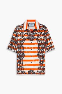 Рубашка из хлопкового поплина с принтом PRADA, оранжевый