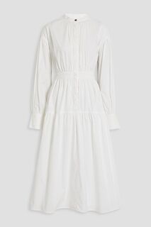 Платье миди из хлопкового поплина со сборками и вырезами PROENZA SCHOULER, белый