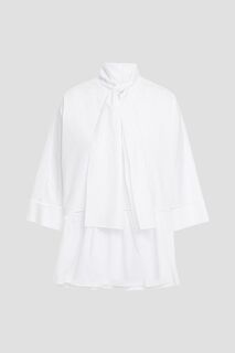 Блузка из перфорированного хлопка с завязками на воротнике REDVALENTINO, белый